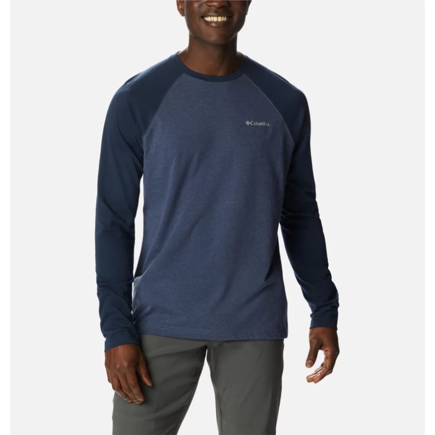 Dark Mountain/Coll Navy Heather Columbia Disteltown Hills Raglanhemd Für Herren