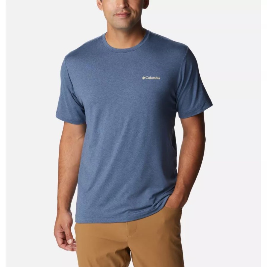 Tech-Trail-Grafik-T-Shirt Für Männer Von Dark Mountain Hthr/Shady Peaks Graphic Columbia
