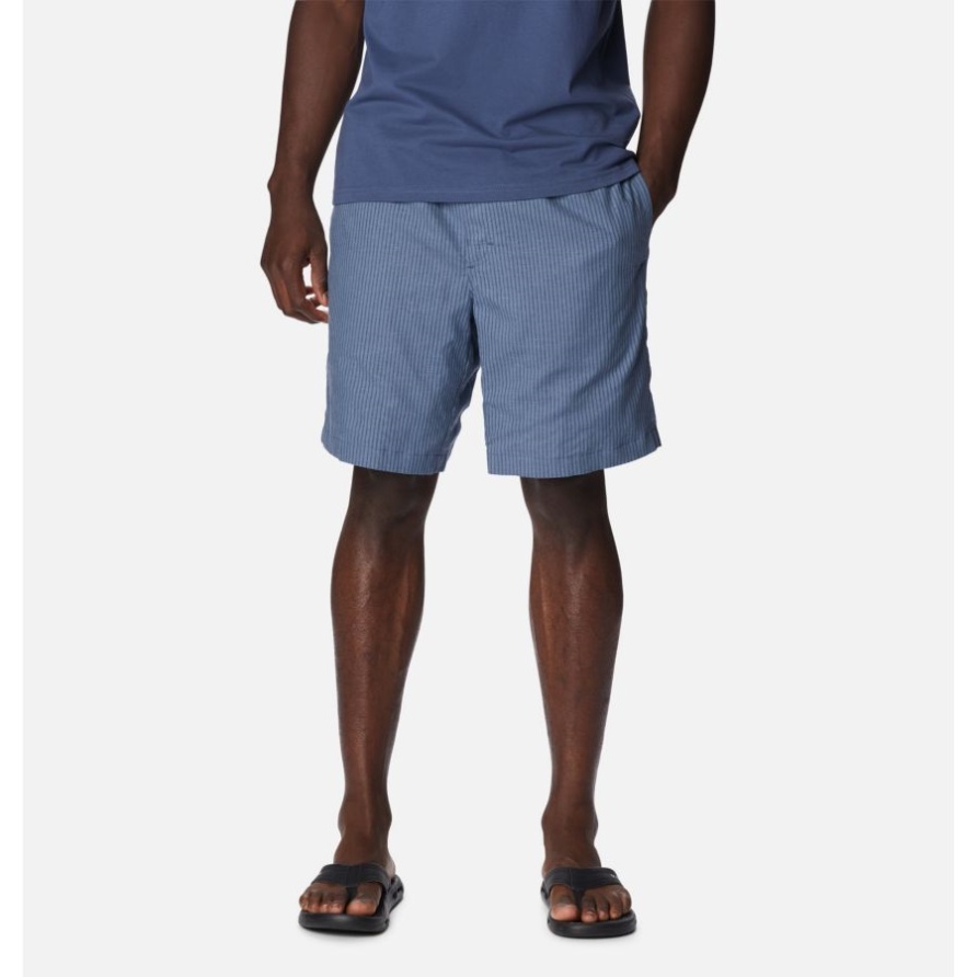 Dark Mountain Oxford Stripe Columbia Herren-Salbei-Frühlings-Leinen-Shorts