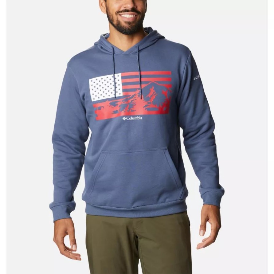 Csc Country Logo Hoodie Für Männer Mit Dunklem Berg/us-kapuzenflaggengrafik Columbia