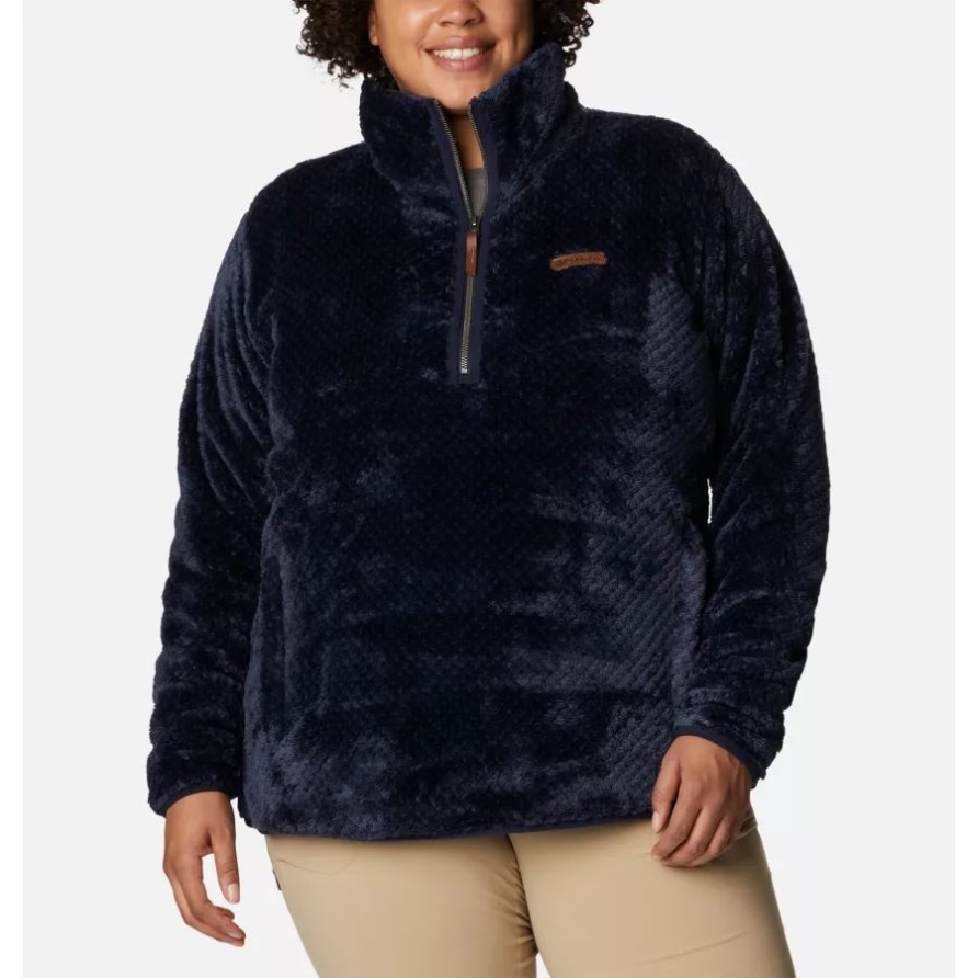 Dark Nocturnal Columbia Sherpa-Fleece Mit Viertelreißverschluss Und Feuerseite Für Damen In Übergröße