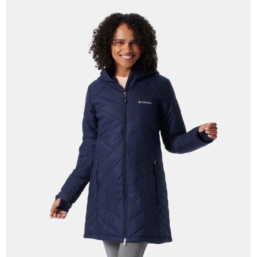 Dark Nächtliche Himmlische Lange Synthetische Daunenjacke Mit Kapuze Damen Columbia