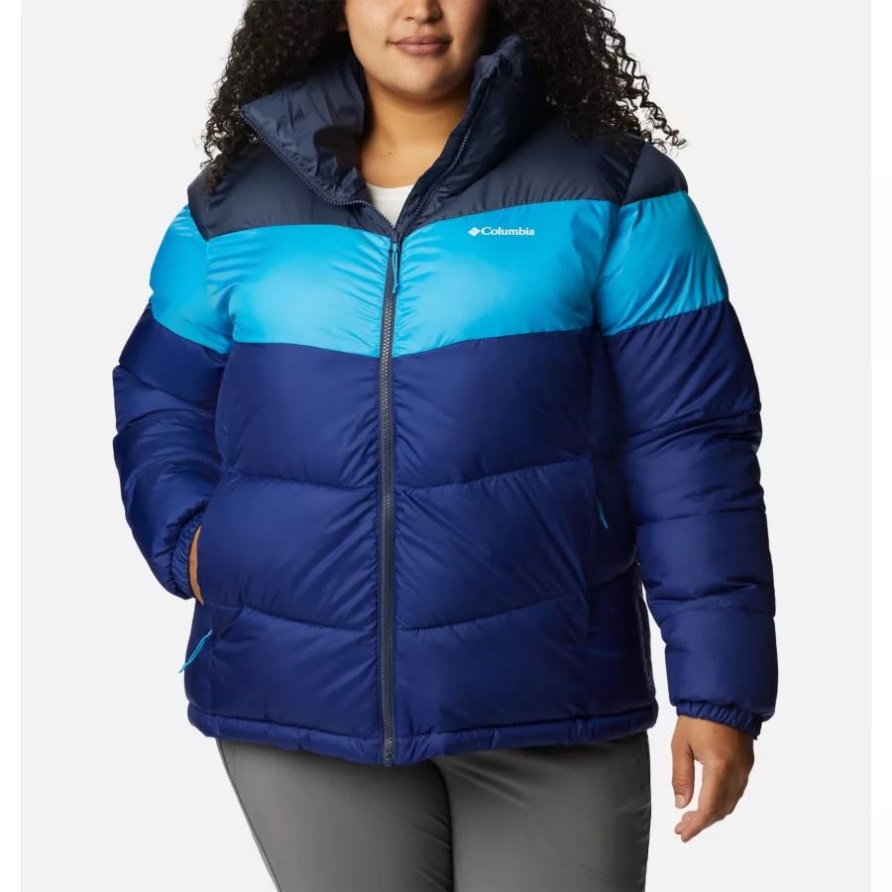 Dark Sapphire/blue Chill/nocturnal Columbia Damen-Puffect-Colourblock-Jacke In Übergröße