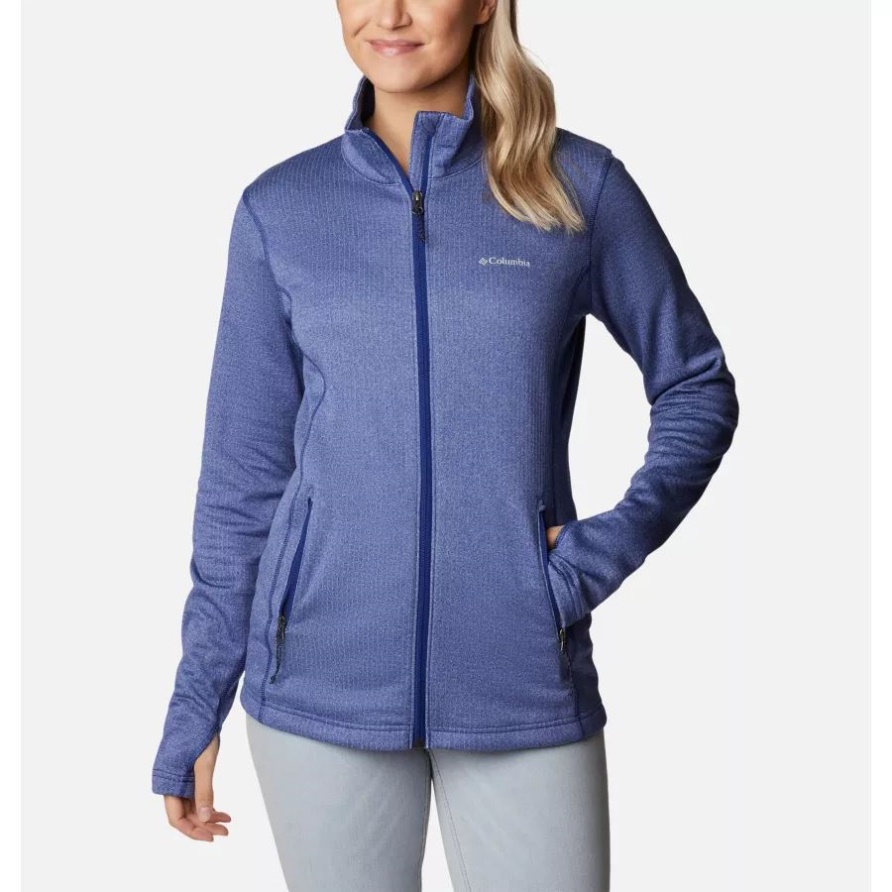 Dark Sapphire Heather Park View Grid Fleecejacke Mit Durchgehendem Reißverschluss Für Damen Columbia