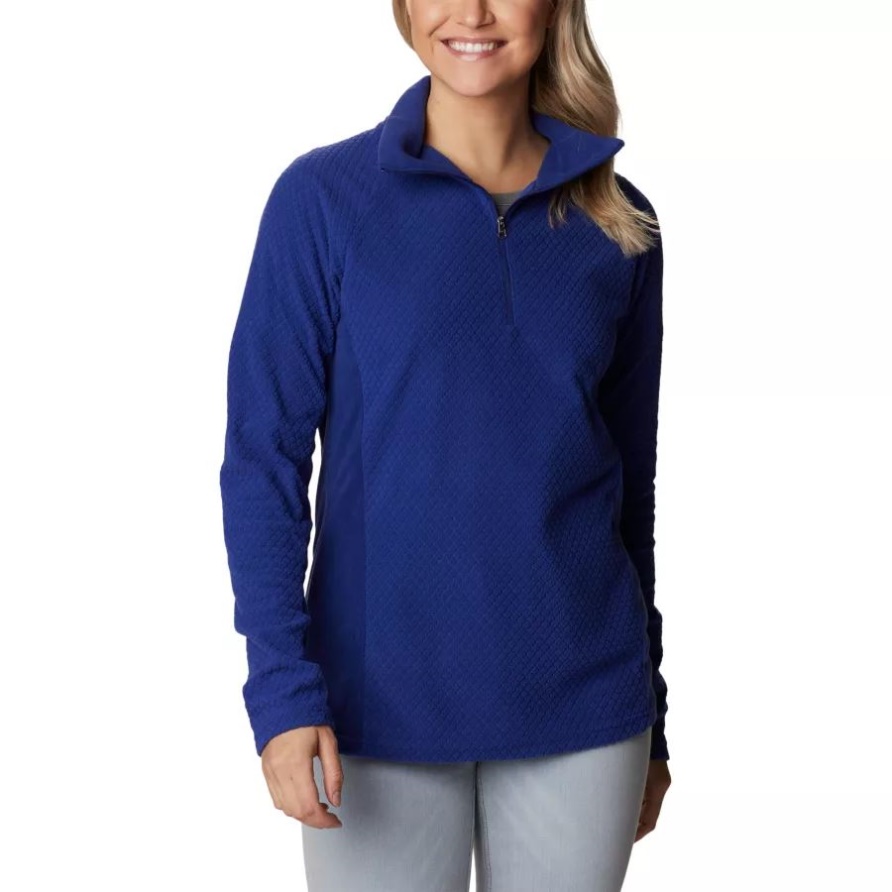 Damen-Pullover Mit Halbem Reißverschluss Und Steppmuster Aus Dunklem Saphir Mit Glazialem IV-Print Columbia