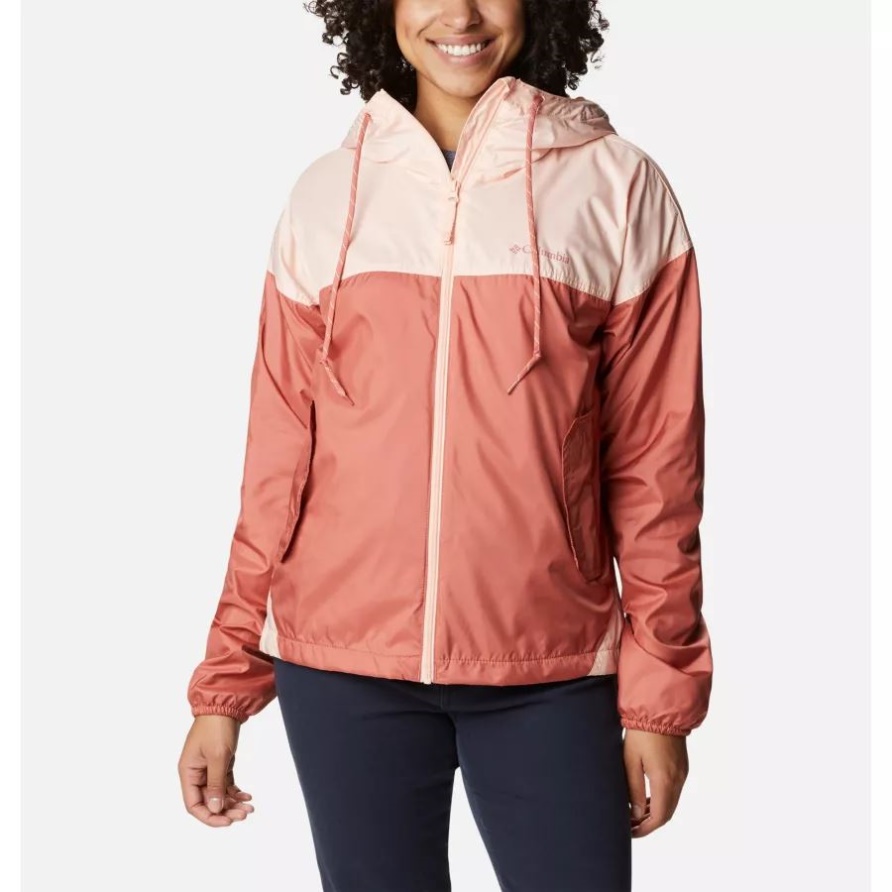 Dunkle Koralle/Pfirsichblüte Flash Challenger Fleece Gefütterte Windjacke Der Marke Columbia