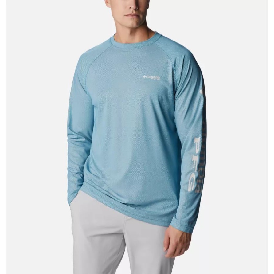 Deep Marine/Cool Grey Columbia Pfg Terminal Deflektor Langarmhemd Für Herren