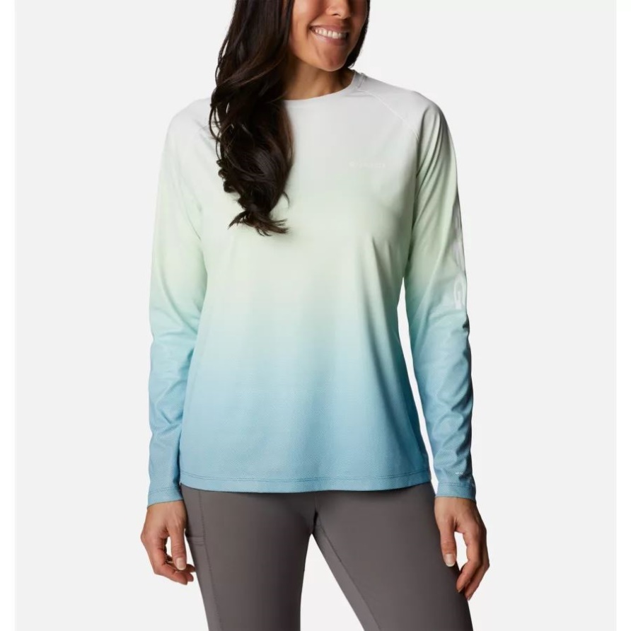 Deep Marine/gradient Fade Columbia Frauen Pfg Tidal Deflektor Bedrucktes Langarmshirt