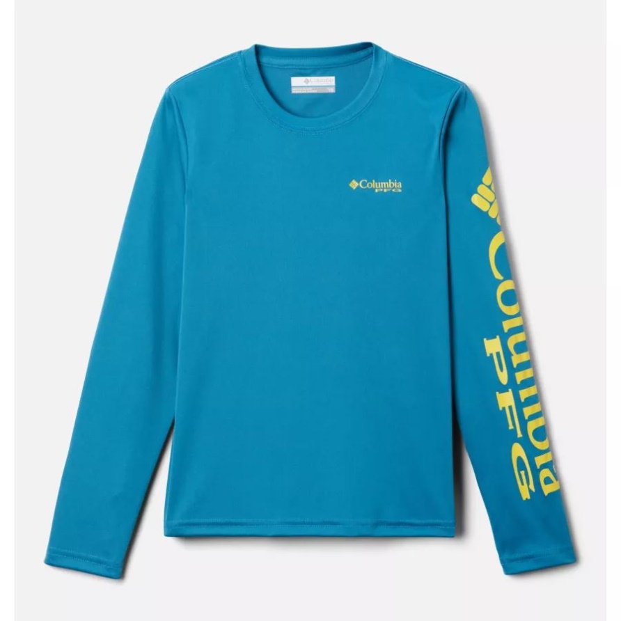 Langärmliges T-shirt Für Kinder Mit Deep Marine/laser-zitronenlogo Columbia