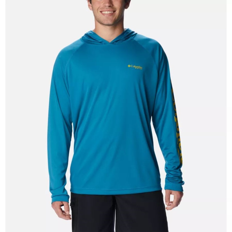 Deep Marine/Laser Lemon Logo Pfg Terminal Tackle Hoodie Für Herren Columbia