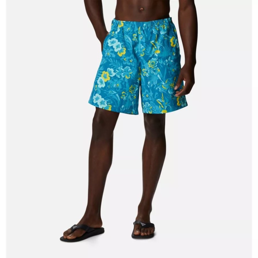 Deep Marine Marlin Tropical Print Columbia Pfg Super Backcast Badeshorts Für Herren