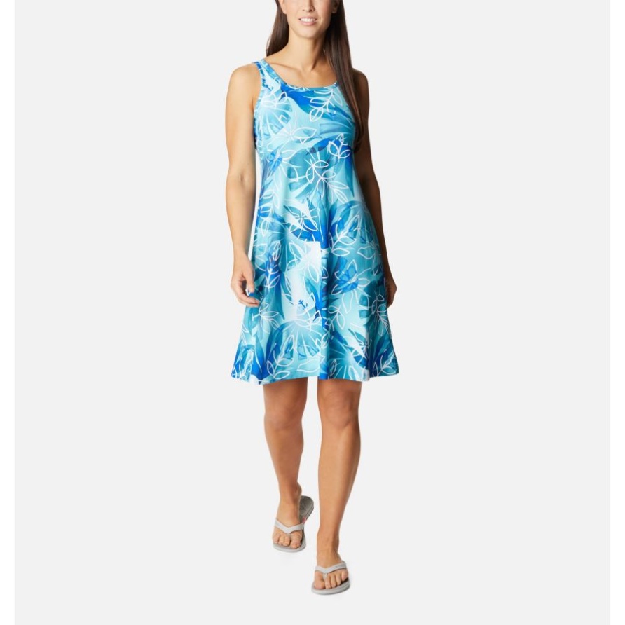 Tiefseeblaues/schattiges Coves-Print Columbia Pfg Freezer III Kleid Für Damen