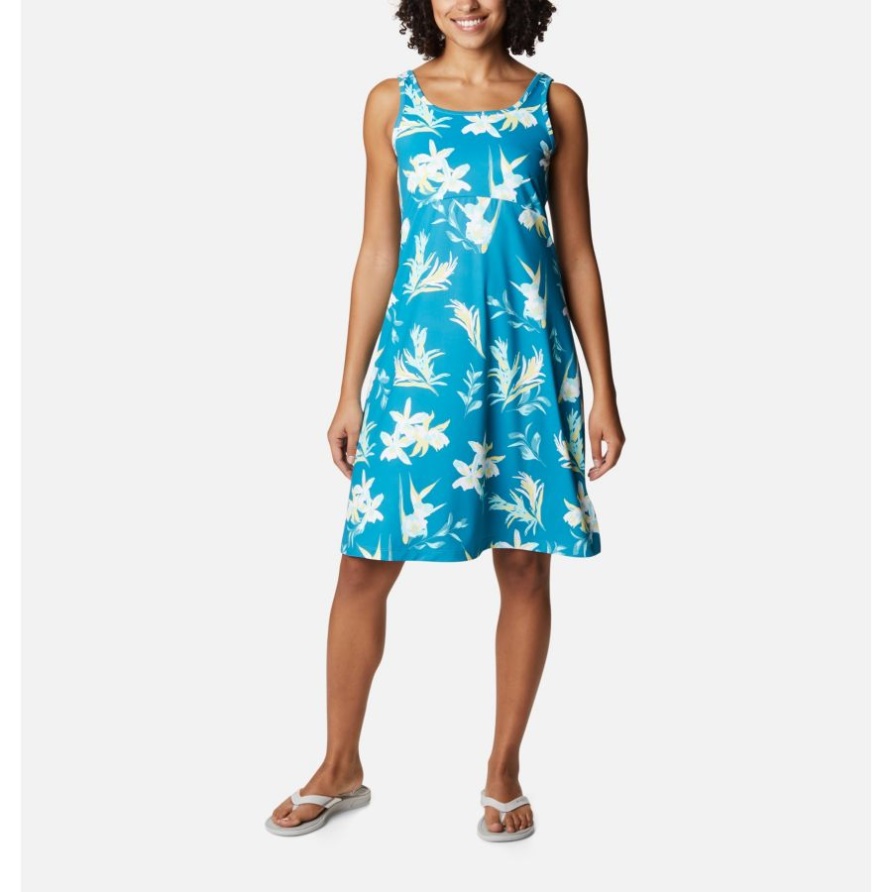 Pfg Freezer III Kleid Für Damen Mit Deep Marine/Tossed Tropen-Print Columbia