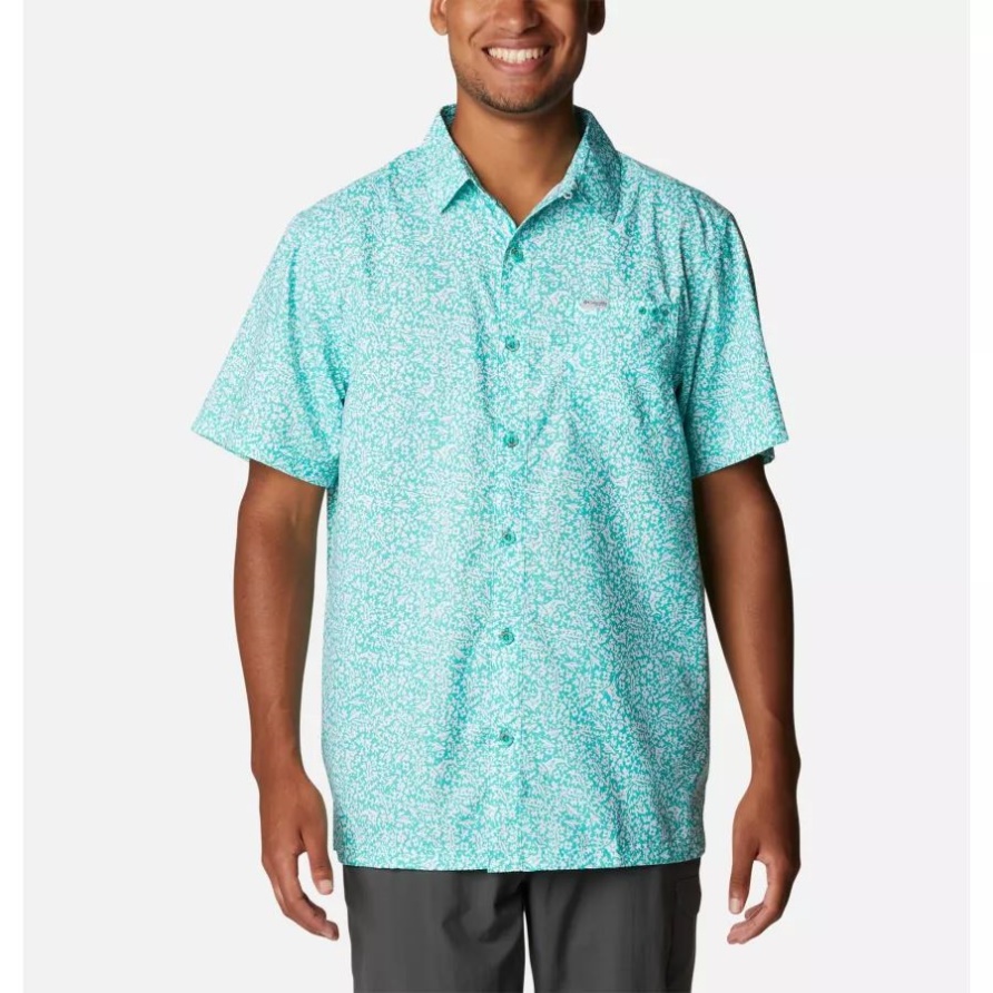 Electric Türkis Deepsea Medley Herren Pfg Super Slack Tide Camp Shirt Columbia