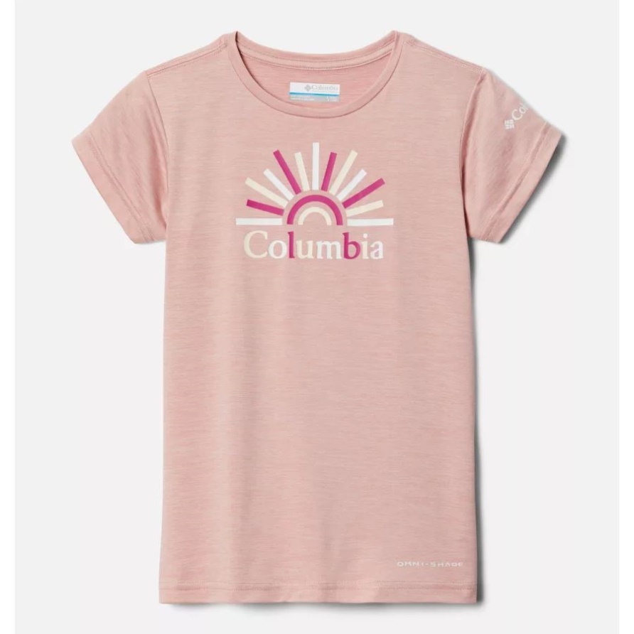 T-Shirt Mit Technischer Grafik Der Marke Rays Columbia In Kunstrosa Für Mädchen Mit Mission Peak