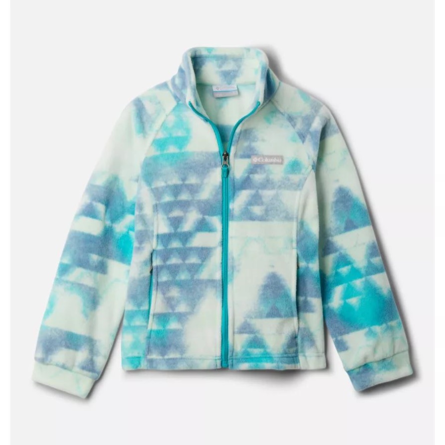 Benton Springs II Bedruckte Fleecejacke Für Mädchen Columbia Bright Aqua Distant Peaks