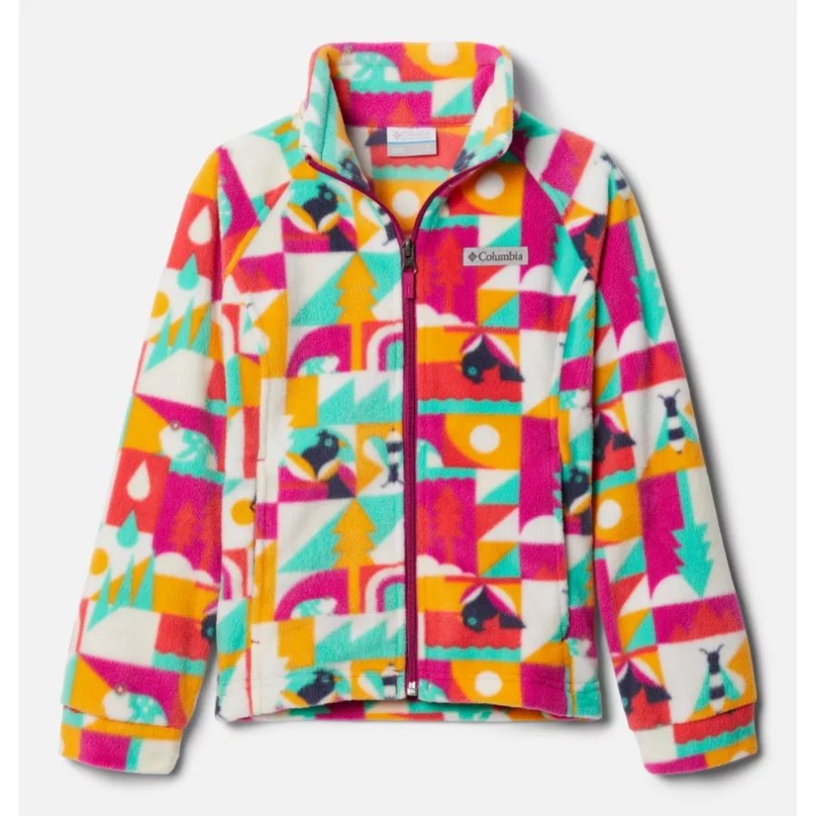 Benton Springs II Bedruckte Fleecejacke Für Mädchen Wild Fuchsia Summer Escape Columbia