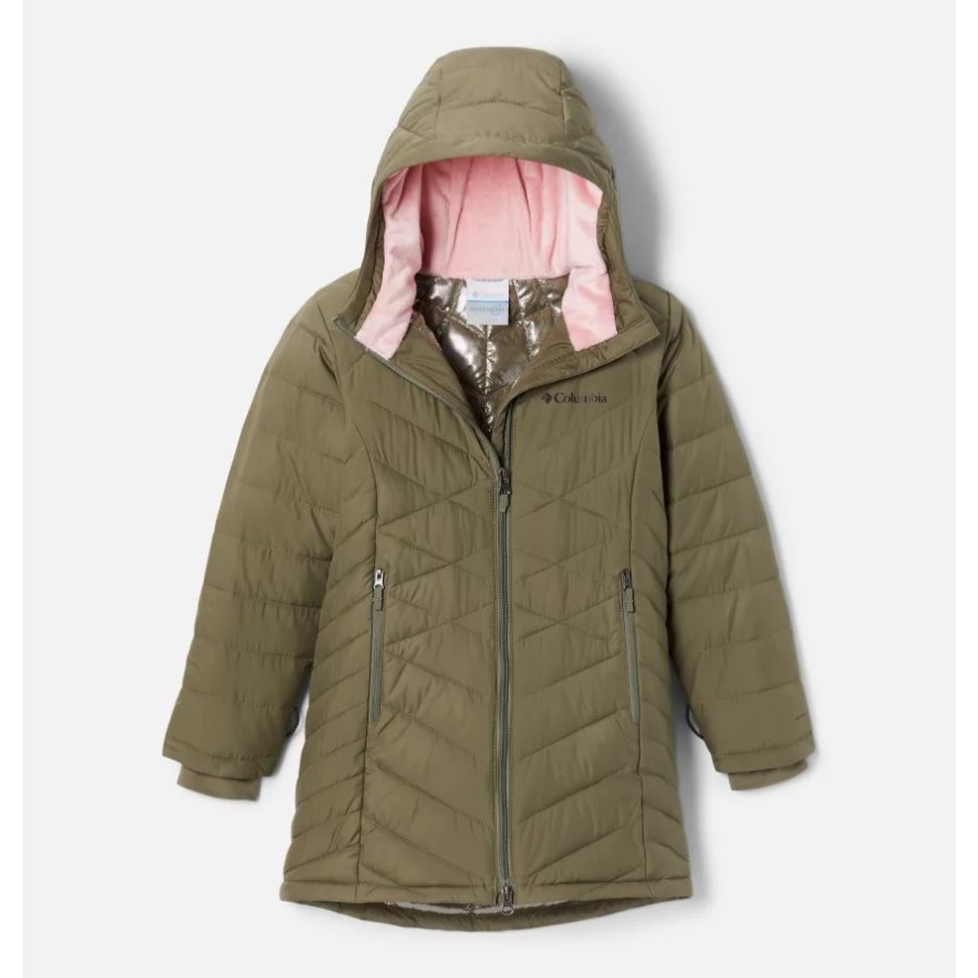 Himmlische Lange Isolierte Jacke Für Mädchen Stone Green Columbia