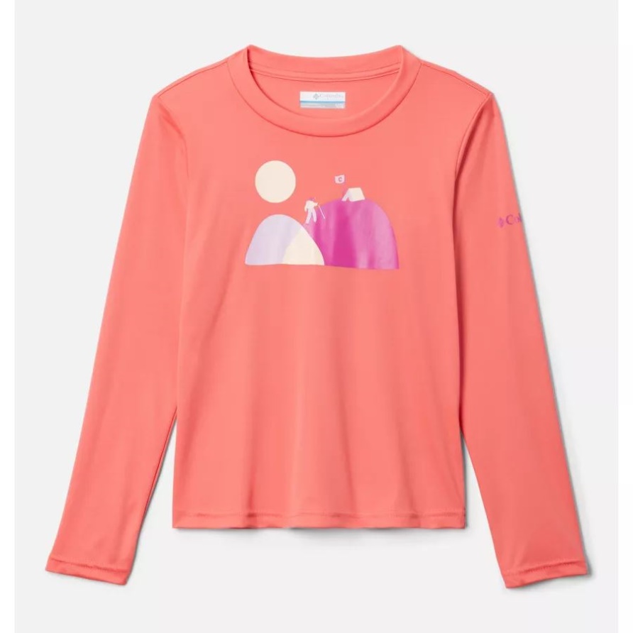 Mirror Rock Langarm-Grafikshirt Für Mädchen Blush Pink/Foxy Hiker Columbia