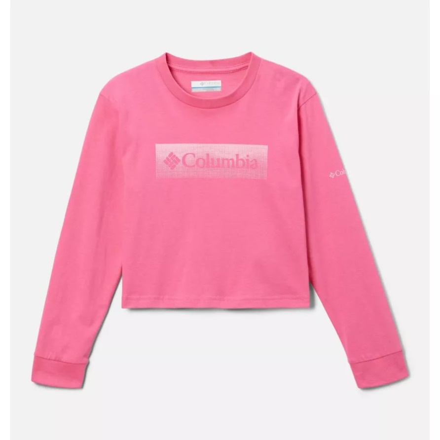 Mission Lake Boxy Langarmshirt Für Mädchen Wilde Geranie/gerahmtes Halbton-Logo Grx Columbia