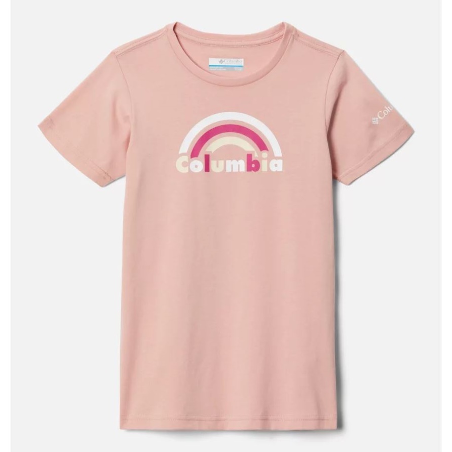 Lässiges Baumwoll-T-Shirt Mit Mission Lake-Grafik Für Mädchen Columbia Faux Pink Brand Rainbow