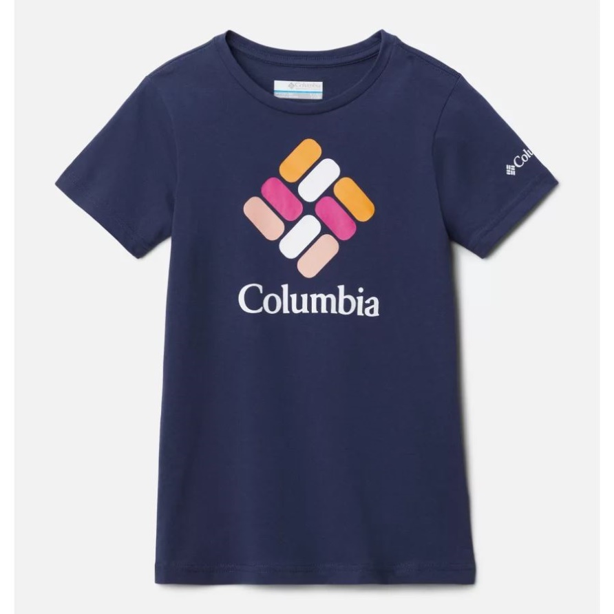 Lässiges Baumwoll-t-shirt Mit Mission Lake-grafik Für Mädchen Nachtaktiv Multi Gem Columbia