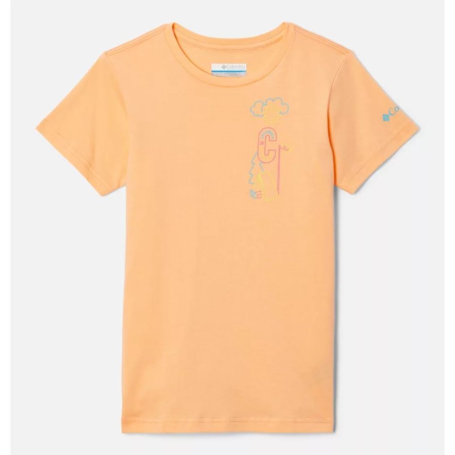 Kurzarm-Grafik-T-Shirt „Mission Lake“ Für Mädchen Columbia Peach/camp Csc-Grafik