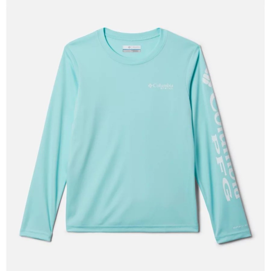 Mädchen Pfg Tidal Langarm T-shirt Columbia Golf Stream/weißes Logo