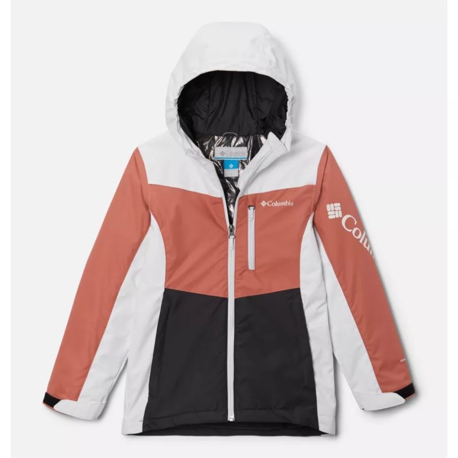 Rosie Run Isolierte Jacke Für Mädchen Dunkelkoralle/weiß/shark Columbia