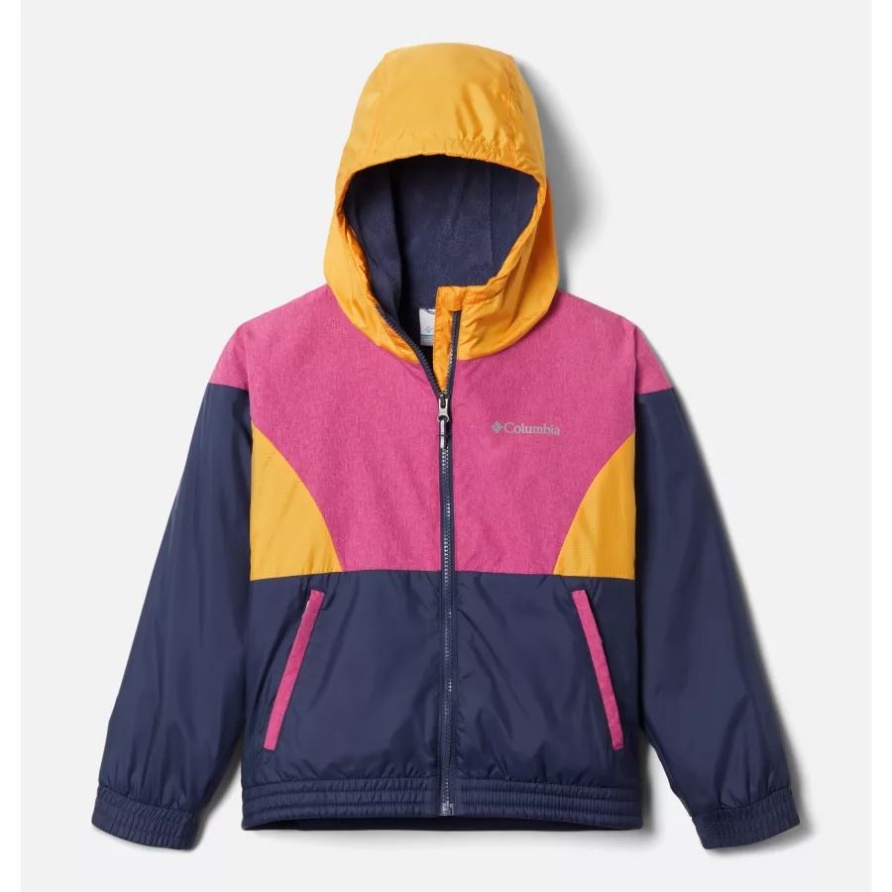 Mädchen-Windjacke Mit Hügelfutter Columbia Nachtaktiv/wild Fuchsia/mango