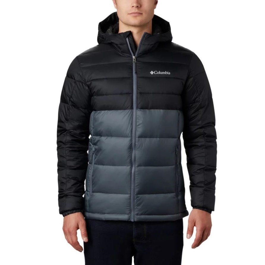 Graphit/schwarze Buck Butte Synthetische Daunenjacke Für Herren Mit Kapuze Columbia