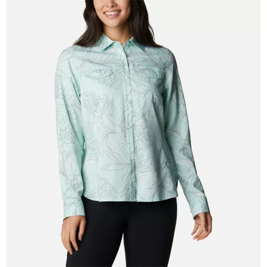 Icy Morn Leafy Lines Frauen Silver Ridge Lite Kariertes Langarmhemd Columbia