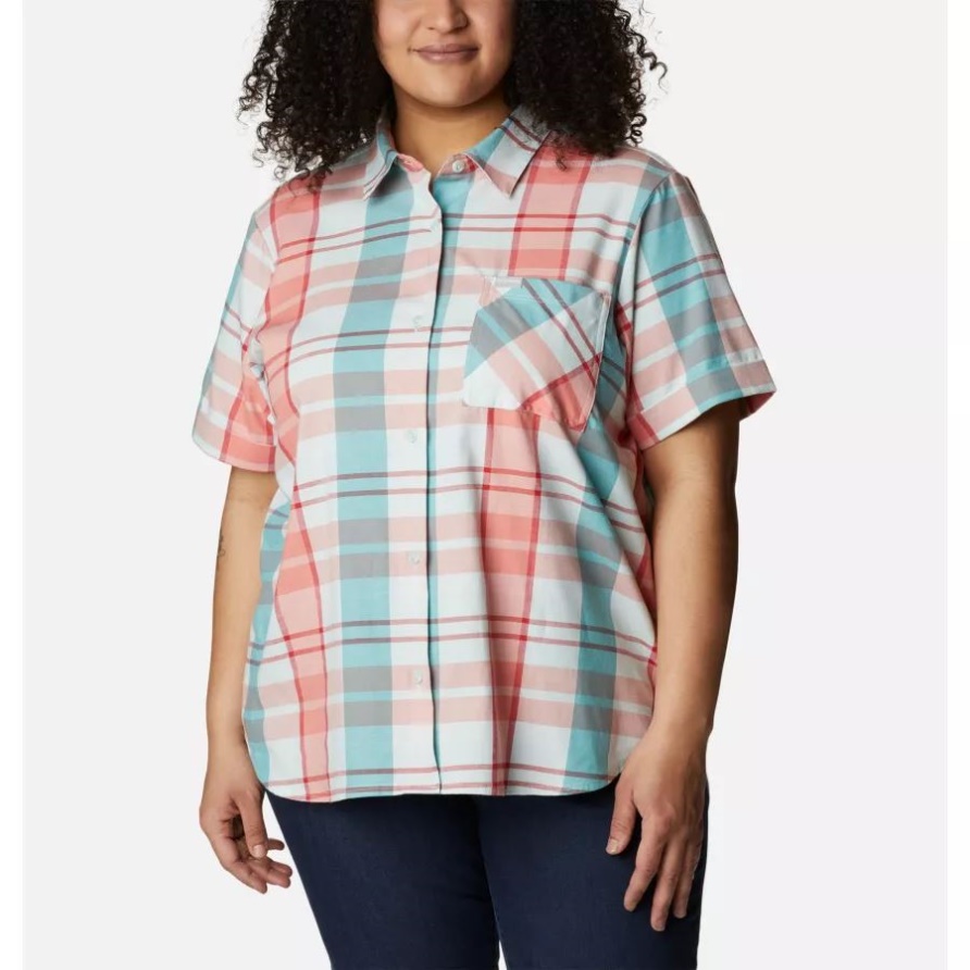 Icy Morn Madras Frauen Lässiges Kurzarm-stretchshirt Plus Größe Columbia