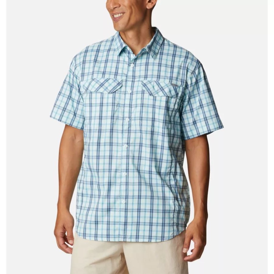 Icy Morn Switchback Madras Herren Kariertes Kurzarmhemd Silver Ridge Lite Columbia