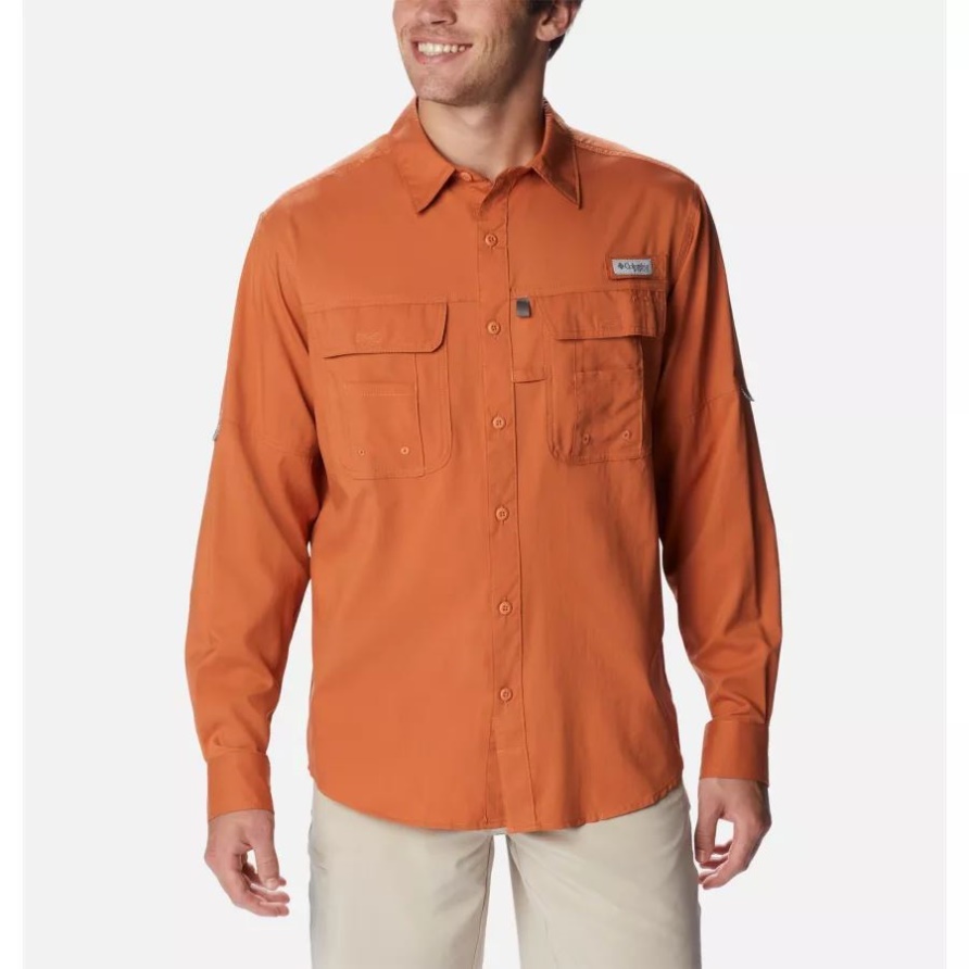 Pfg Drift Guide Gewebtes Langarmhemd Für Herren Von Island Orange Columbia