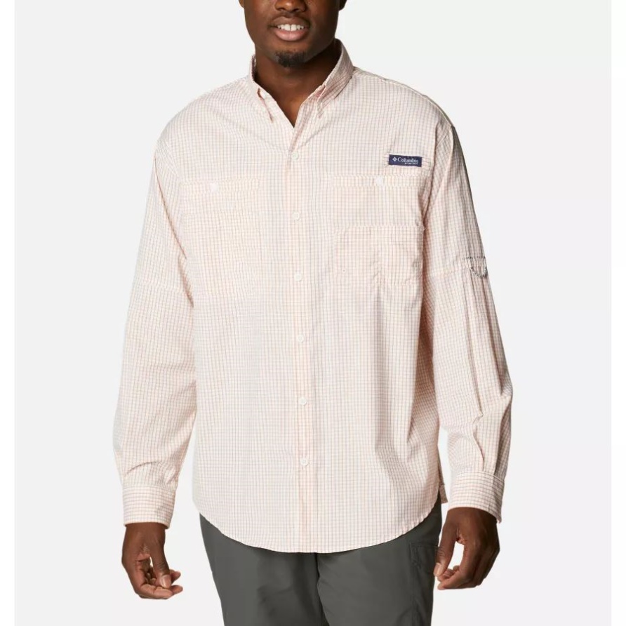 Island Orange Kariertes Herren Pfg Super Tamiami Langarmhemd Columbia