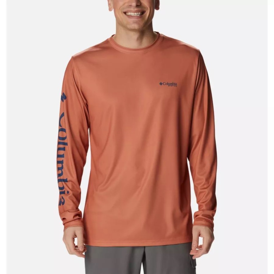 Island Orange/Pelagic Trio Pfg Terminal Tackle Carey Chen Langarmshirt Für Herren Columbia