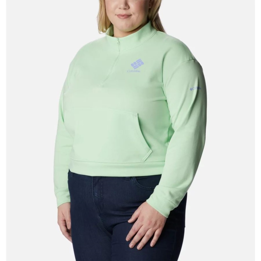 Key West/Stacked Gem Columbia Trek French Terry Sweatshirt Mit Halbem Reißverschluss Für Damen Plus Größe Columbia