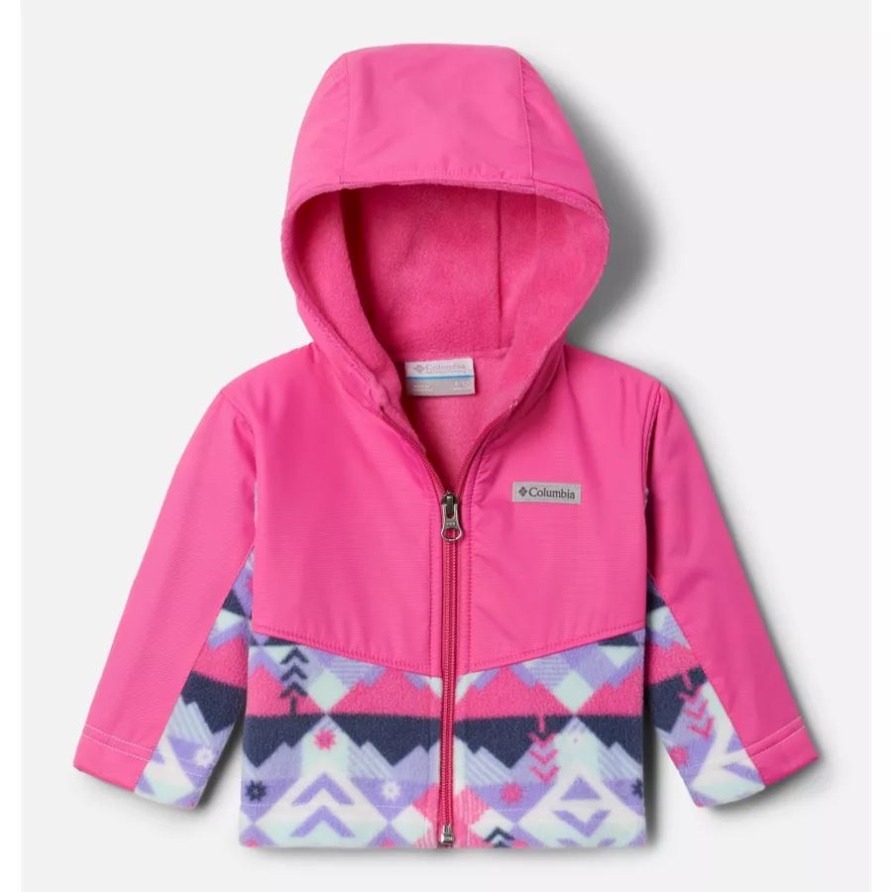 Steens Mountain Overlay-Kapuzenjacke Für Kinder Für Kleinkinder Weiß Checkpoint/Pink Ice Columbia