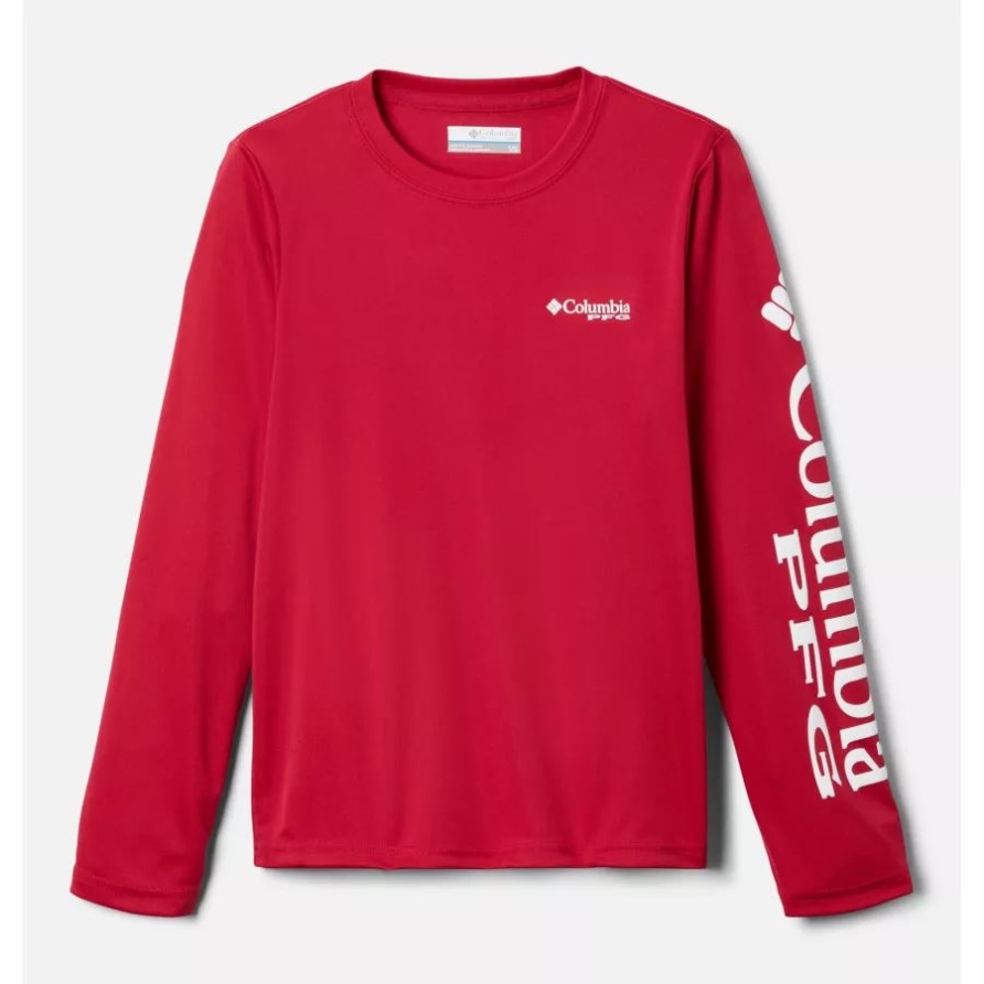 Langärmliges Pfg-terminal-tackle-t-shirt Für Kinder Columbia Fuchsia Rush/weißes Logo