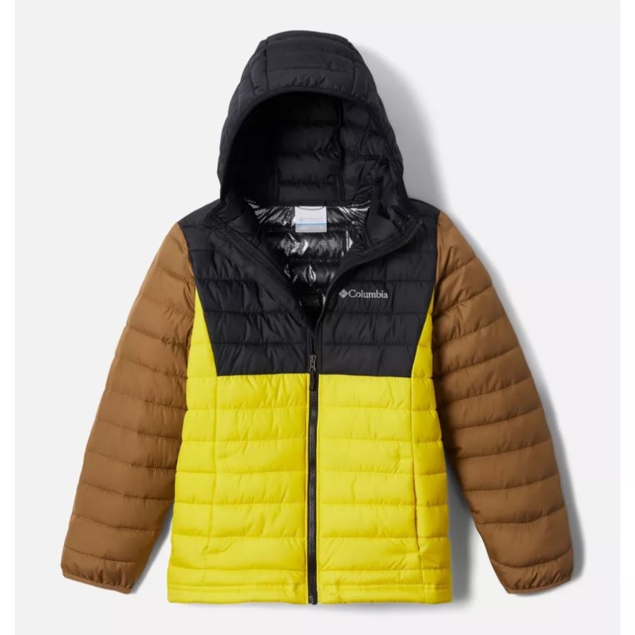 Laser Lemon/Schwarz/Delta Columbia Powder Lite Kapuzenjacke Für Jungen