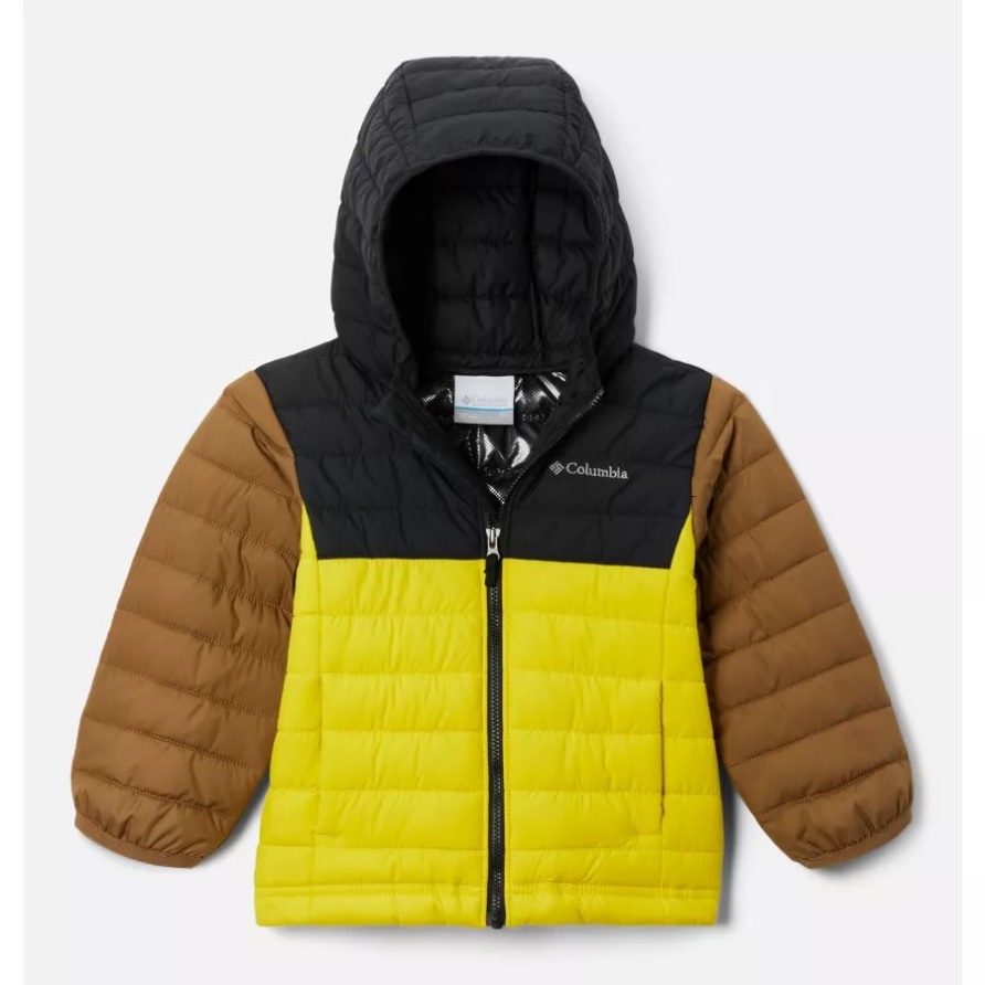 Laser Lemon/Schwarz/Delta Columbia Jungen Kleinkind Powder Lite Kapuzenjacke