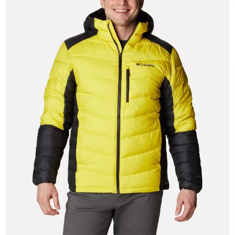 Laser Zitrone/schwarz Isolierte Kapuzenjacke Mit Labyrinthschlaufe Für Herren Columbia