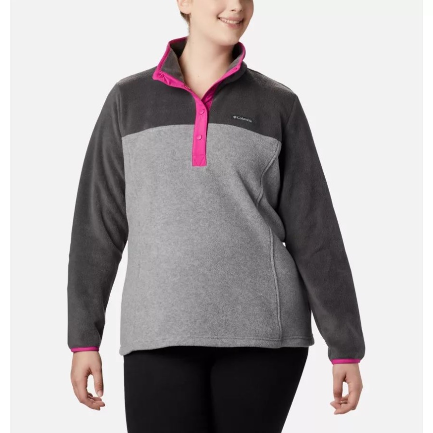 Hellgrauer Heather/Shark Columbia Benton Springs 1/2 Snap-Pullover Für Damen In Übergröße
