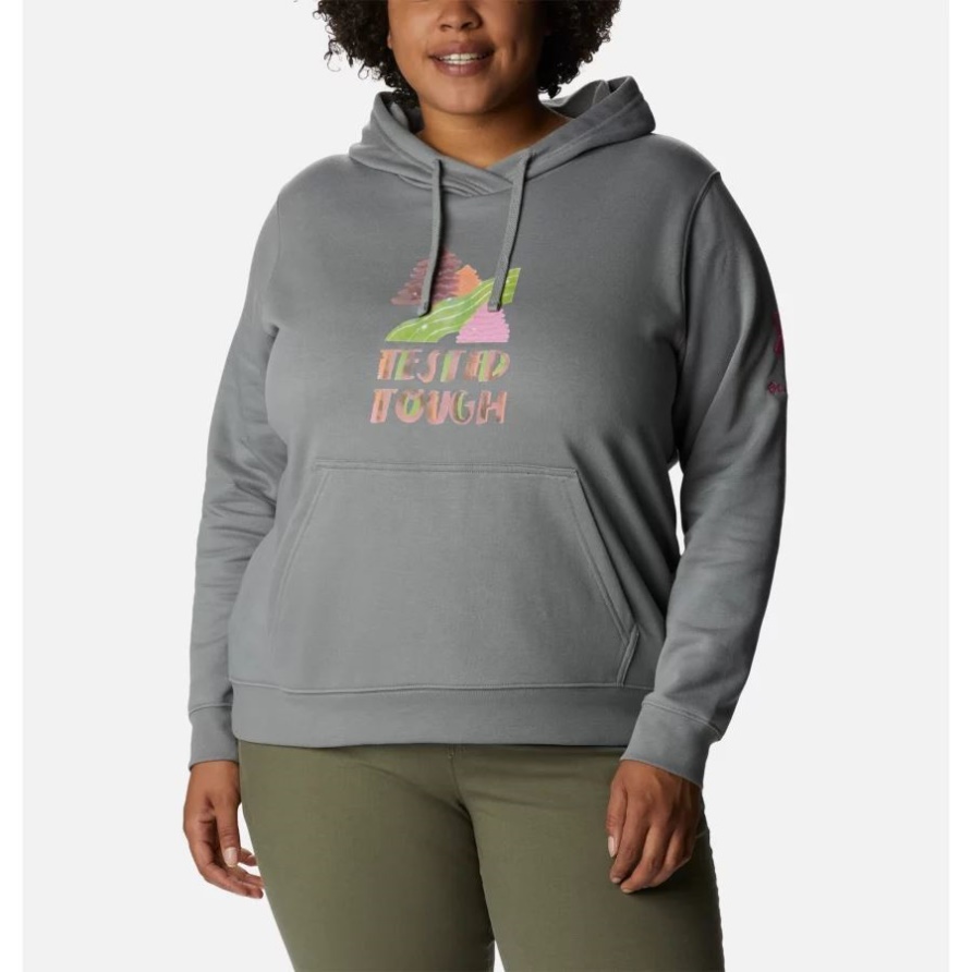 Hellgrauer Loveis Ttip Logo Columbia Frauen Getesteter Robuster In Rosa Hoodie Plus Größe