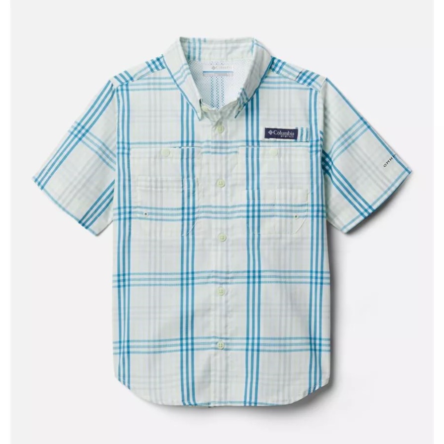 Light Lime Blanket Gingham Boys' Pfg Super Tamiami Kurzarmhemd Columbia