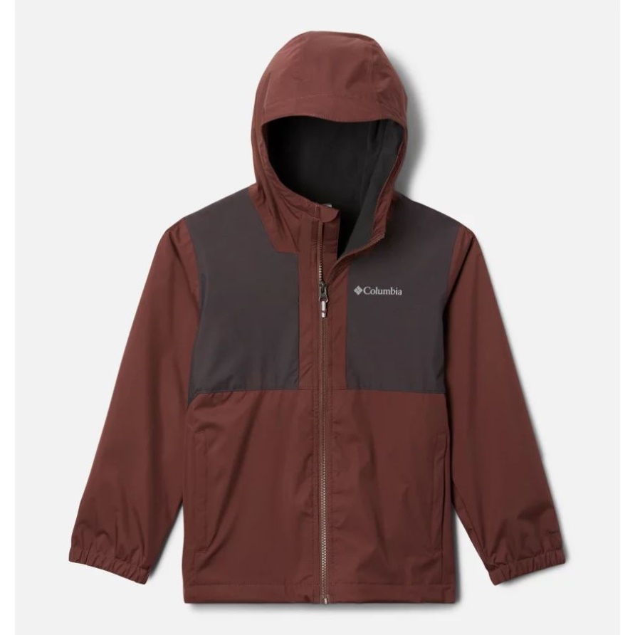Light Raisin/Black Slub Fleece-gefütterte Regentrail-Jacke Für Jungen Columbia