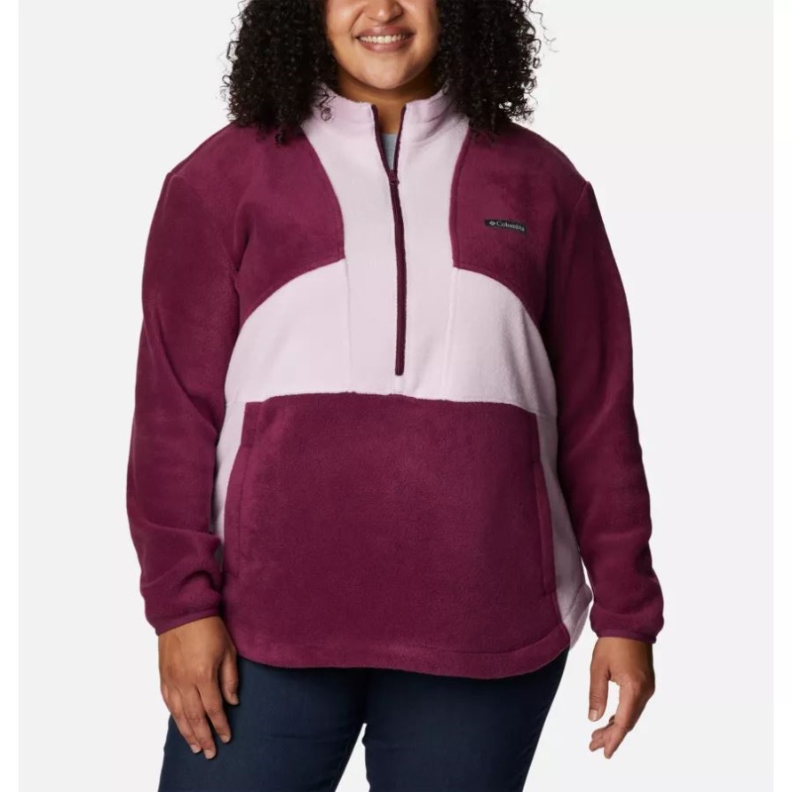 Marionberry/Aura Columbia Benton Springs Colorblock-Fleecepullover Mit Halbem Reißverschluss Für Damen In Übergröße