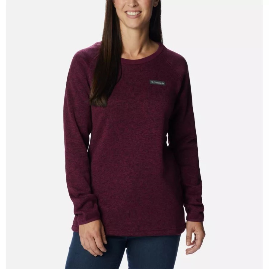 Marionberry Heather Damen Pullover Weather Fleece Crew Shirt Columbia