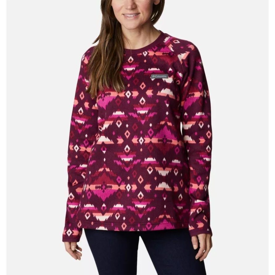 Marionberry Rocky Mt Print Columbia Damen Pullover Wetter Fleece Crew Shirt